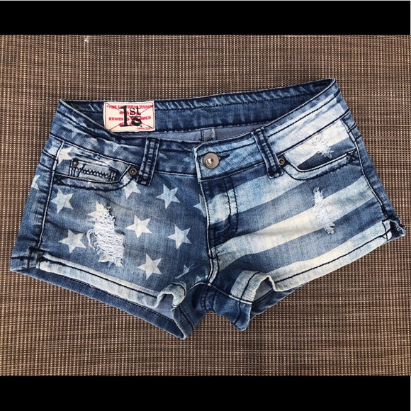 Pants - 4th of July American Flag Denim Shorts